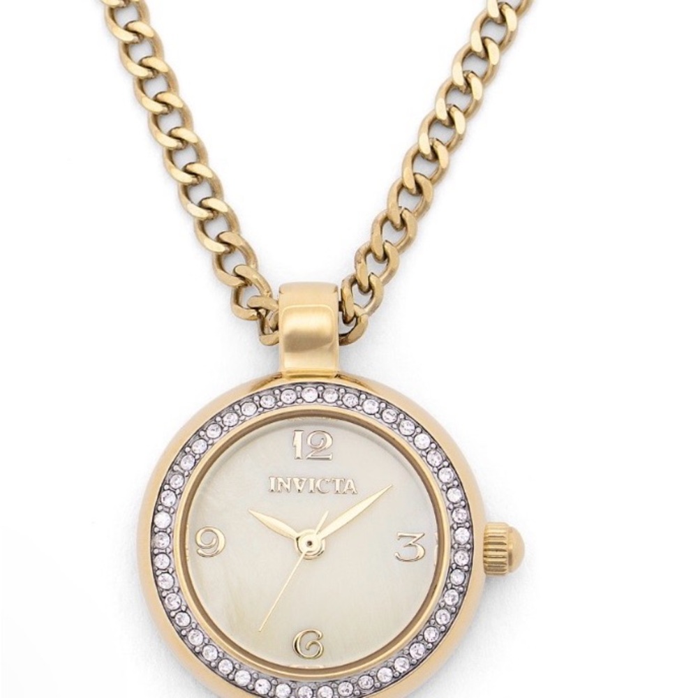 Invicta Mini Angel Women's Necklace Watch Mother Pearl Dial 22.5mm Gold (49932)